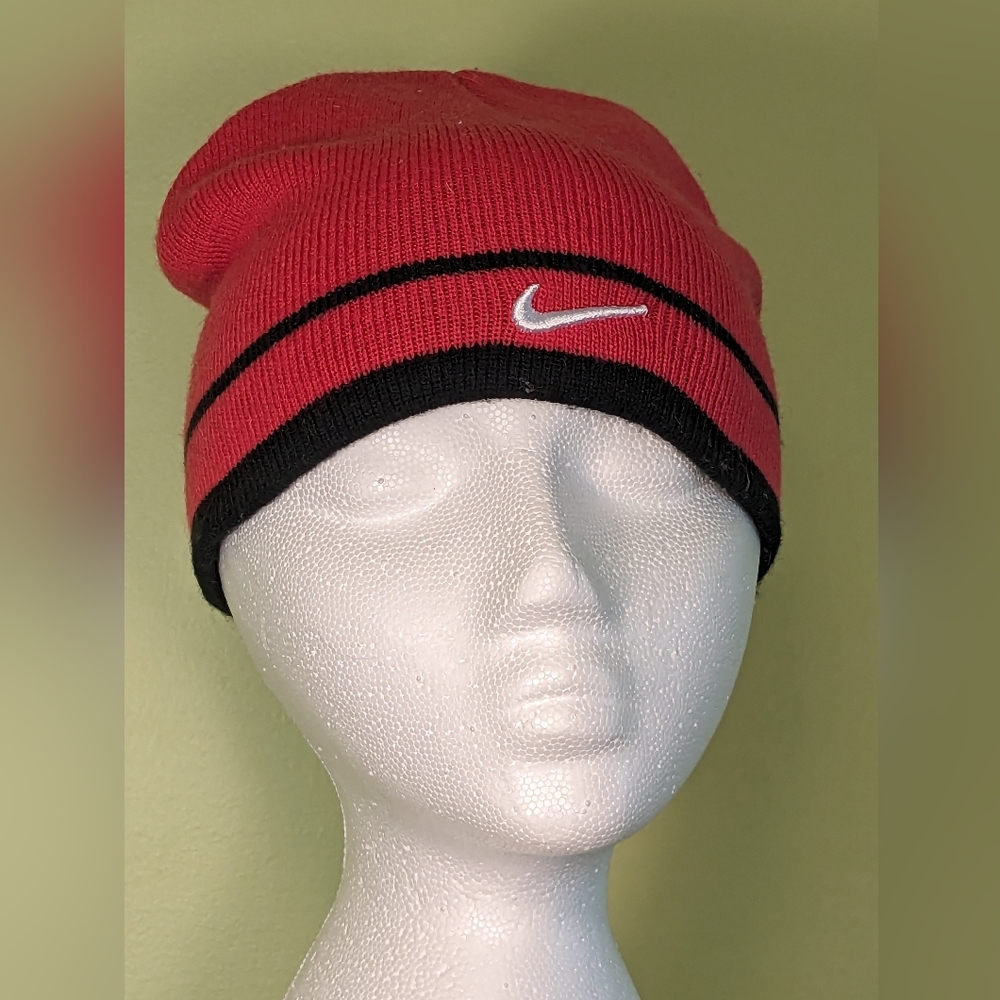 Nike Cap Hat Beanie Pink Black Stripe Youth